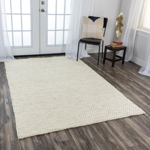 Alora Decor Monarch Hand-Woven 100% Wool Beige Basket-Weave Rug With Fringe — Casual, Durable, Soft Underfoot 8'6" x 11'6" 01501510300048611