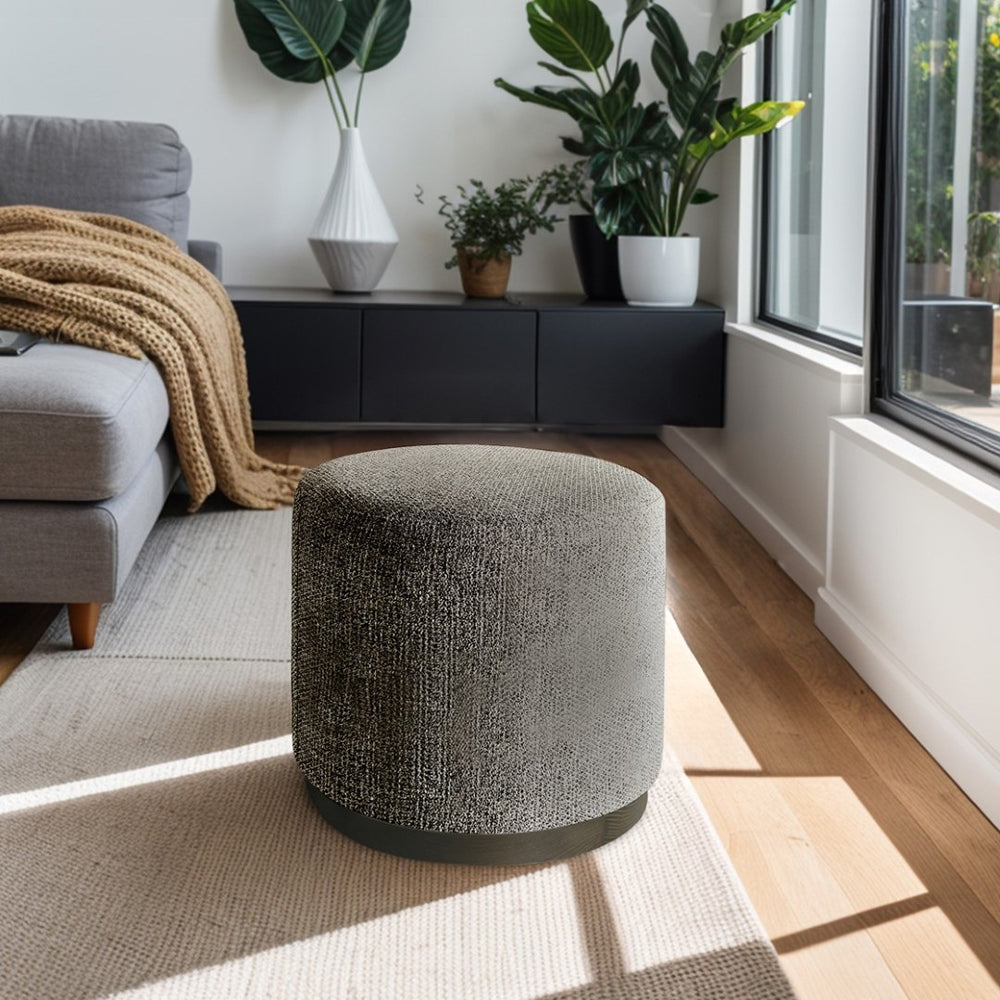 English Elm Oval Upholstered Accent Ottoman with Red Oak Base for Bedroom or Living Room B035P265997
