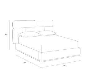 Sunpan Beckham Bed - Modern Tufted Design with Antique Brass Finish and No Box Spring Needed for Comfort Queen