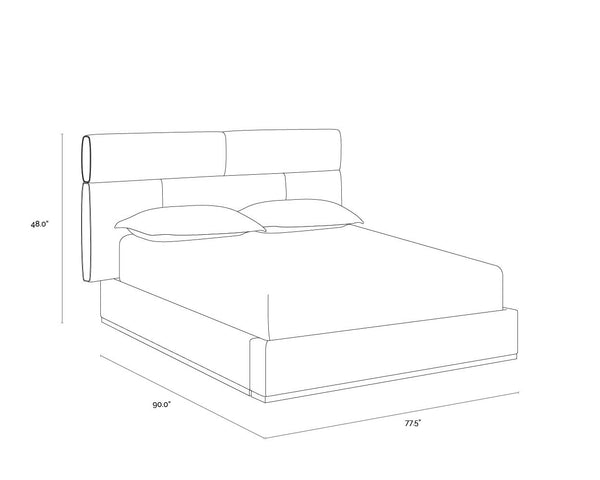 Sunpan Beckham Bed - Modern Tufted Design with Antique Brass Finish and No Box Spring Needed for Comfort Queen