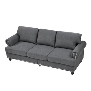 English Elm 83" Modern Classic Three-Seater Sofa with Storage, Upholstered Polyester, Solid Wood Frame, 900lb Capacity Grey W1097S00172