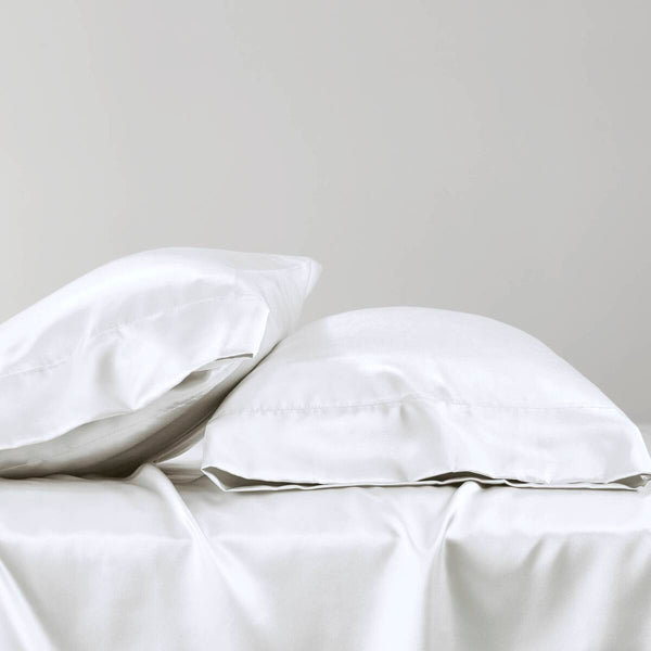 JLA Home Madison Park Essentials - Luxury Satin Pillowcases Set for Skin & Hair Protection, OEKO-TEX Softness, Wrinkle-Resistant Luxury White MPE21-916