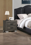 Contemporary 2-Drawer Nightstand in Foil Grey w/ Black Handles