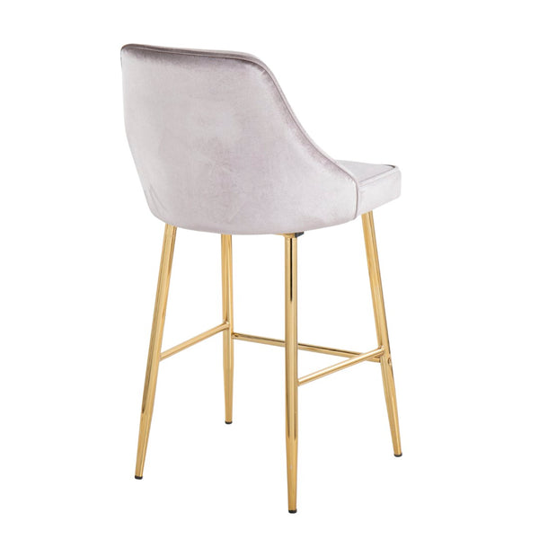 English Elm Contemporary Velvet Upholstered Counter Stools with Gold Tapered Legs Glam Bar Pair B202P221783