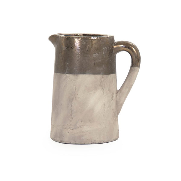 Zentique Gilded jug with hand-applied metallic finish — elegant ceramic accent for mantels, shelves, dried florals W10.75 x H12.25 x D6.5 015654 A773A