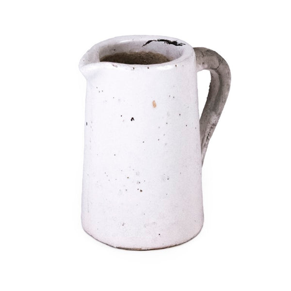 Zentique Distressed Ceramic Vase with Matte White and Grey Antiqued Finish – Rustic Sculptural Centerpiece W8.5 x H9 x D5 015655 A25A