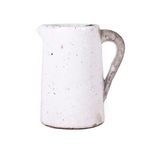 Zentique Distressed Ceramic Vase with Matte White and Grey Antiqued Finish – Rustic Sculptural Centerpiece W8.5 x H9 x D5 015655 A25A