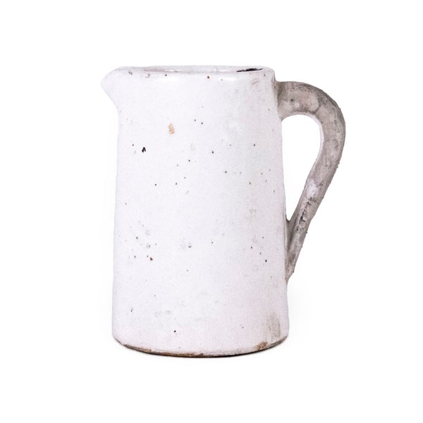 Zentique Distressed Ceramic Vase with Matte White and Grey Antiqued Finish – Rustic Sculptural Centerpiece W8.5 x H9 x D5 015655 A25A