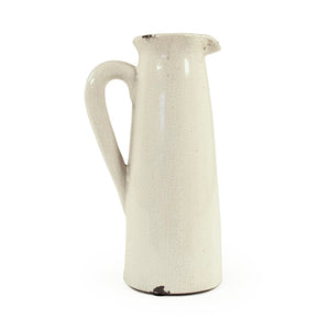 Distressed Crackle White Pitcher (015658 A369) Zentique