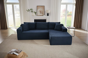 English Elm L-Shaped Cloud Sectional Sofa - Deep Seat Comfort, No Assembly, Modular Sleeper For Any Space, Blue W2339P294927