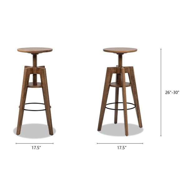 English Elm Jennifer Taylor Home - Spencer Oak Adjustable Bar Counter Stool in Walnut Brown — Minimalist Scandinavian Design, Durable Solid Wood, Ergonomic Footrest B2719P252308