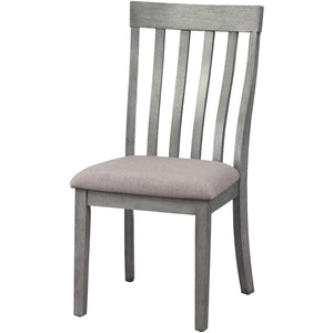 English Elm Vertical Slat Curved Back Dining Chairs Solid Wood Frame Upholstered Seat Set of 2 B056P416793