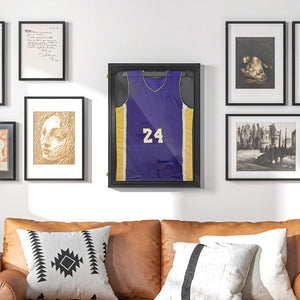 English Elm HOMCOM Black 24x32 Jersey Display Case – UV-Resistant Acrylic Shadow Box with Lockable Latches and Keys for Memorabilia Display and Wall Hanging W2225P217952