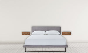 English Elm Solid Wood Floating Bedside Table With Chestnut Finish & Brass Accent - Modern Space-Saving Design B182P186245-GIGA