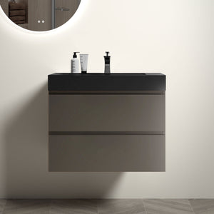 English Elm Alice 30" Gray Modern Bathroom Vanity With Floating Design, Soft-Close Drawers & Stylish Sink Basin W1865S00026