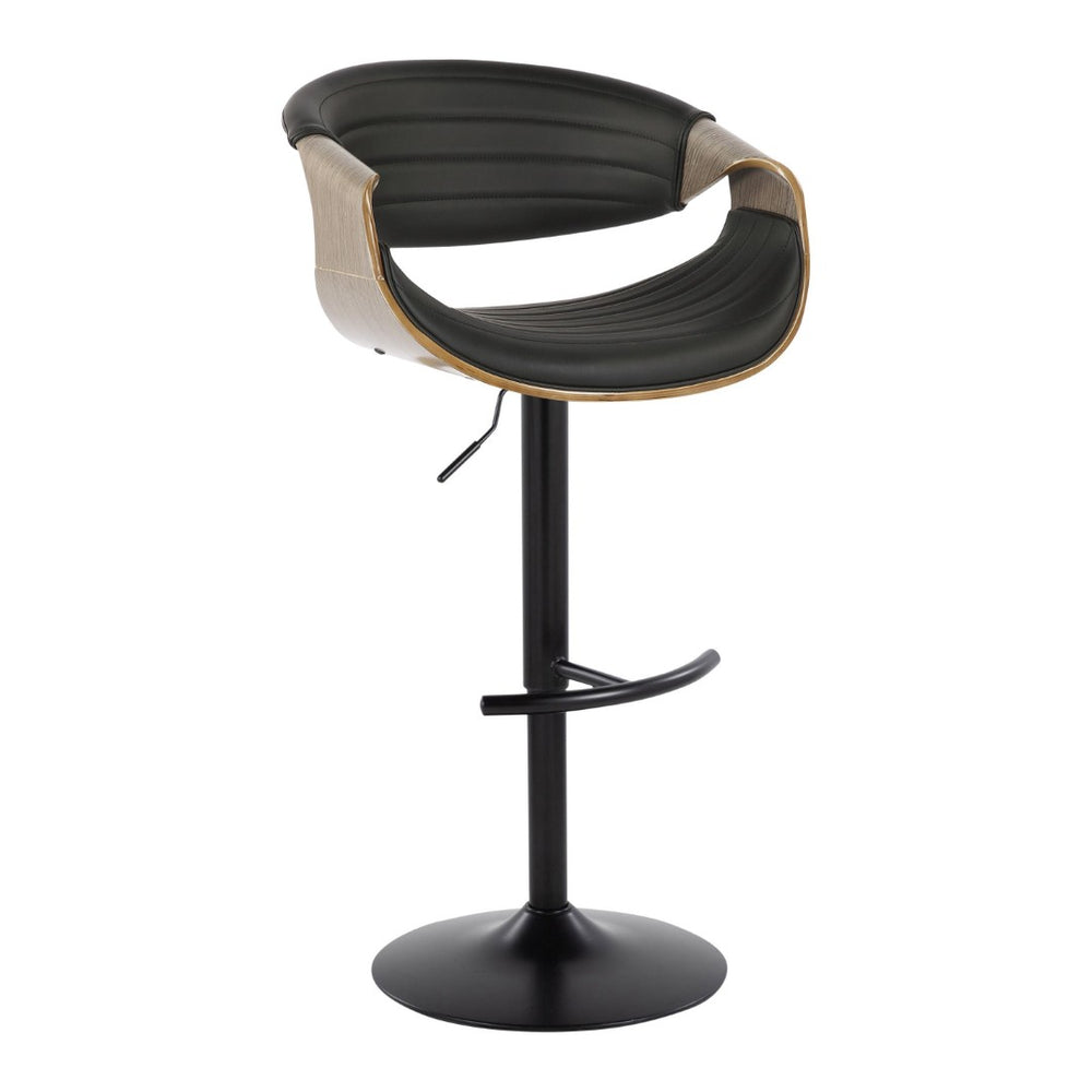 English Elm Symphony Mid-Century Modern Adjustable Barstool Set Of 2 With Swivel, Grey Wood & Faux Leather Comfort B202S01015-GIGA