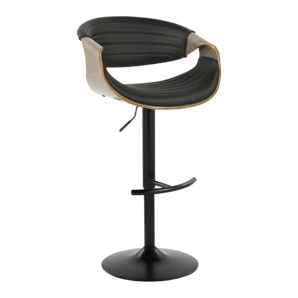 English Elm Symphony Mid-Century Modern Adjustable Barstool Set Of 2 With Swivel, Grey Wood & Faux Leather Comfort B202S01015-GIGA