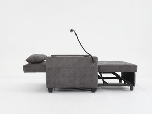 English Elm Futon 3-in-1 Convertible Pull-Out Sleeper Chair with USB-C & USB Port, Cup Holders, Dark Grey Tech Cloth W1829S00012