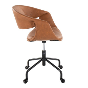 English Elm Task Chair with Chrome Five Star Base Grey Fabric Seat for Modern Home Office Use Black,Camel B202P474190