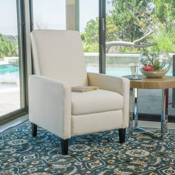 English Elm Christopher Knight Home® - Minimalist Push Back Chair with Thick Cushion and Birch Wood Legs for Stylish, Durable Comfort Beige 57444.00BEI