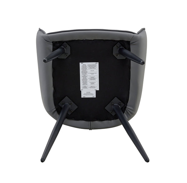 English Elm Dining Chairs Set Of 2, Stylish Dark Gray Faux Leather With Gold Accent, Perfect For Modern Spaces W3493P359767