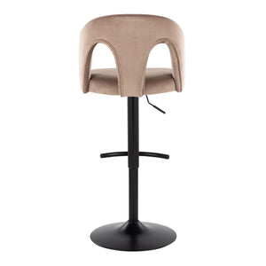 English Elm Adjustable Swivel Barstools Taupe Velvet Seat Matte Black Base Set of Two B202S01958