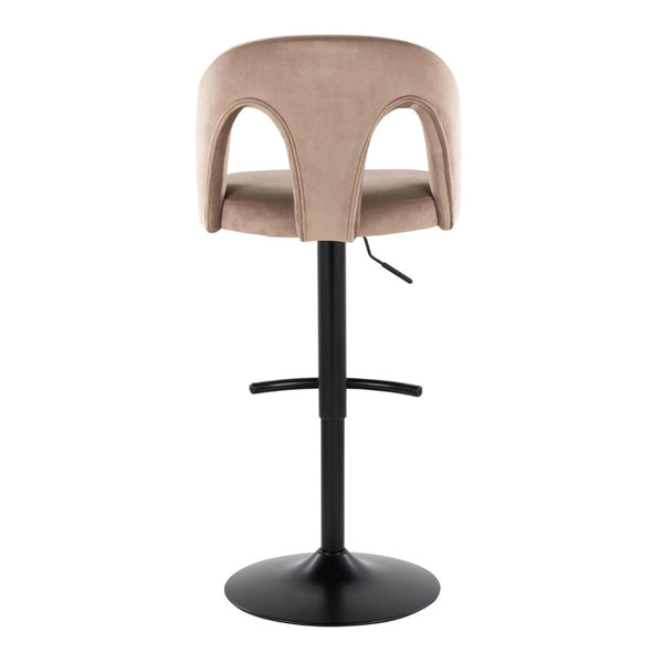 English Elm Adjustable Swivel Barstools Taupe Velvet Seat Matte Black Base Set of Two B202S01958