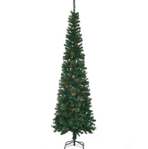 English Elm Pencil Silhouette Snow Flocked Artificial Christmas Tree with Sturdy Metal Base 7 Ft T3971P414578