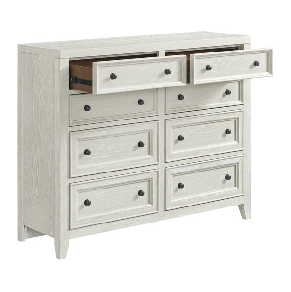 English Elm Wallace & Bay - Gypsum Whitewash 8-Drawer Dresser - Timeless Solid Wood Design With Elegant Storage Solution For Bedrooms B361P406174-GIGA