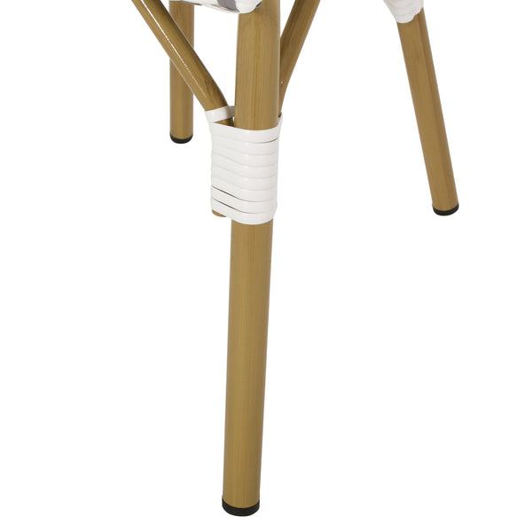 English Elm Christopher Knight Home® - FRENCH Bistro Chair with Rattan Weave, Aluminum Frame and Bamboo Finish for Stylish Outdoor Seating White+gray 69958.00GRY