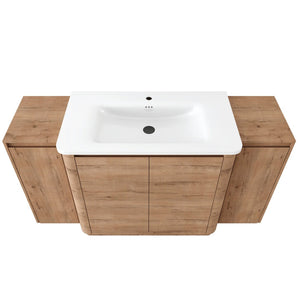 English Elm 60" Freestanding Double Sink Bathroom Vanity with Soft-close Doors and Three Drawers W999S00514