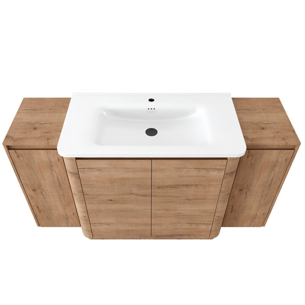English Elm 60" Freestanding Double Sink Bathroom Vanity with Soft-close Doors and Three Drawers W999S00514