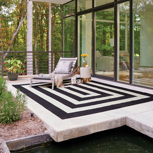 Capel Rugs Timeless Striped Rug - Versatile Indoor/Outdoor Décor For Modern Living Spaces And Patios Black, White 100% Polypropylene 0160qs00360036350