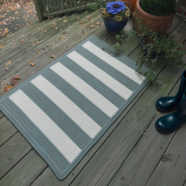Capel Rugs Timeless Striped Rug - Versatile Indoor/Outdoor Décor For Modern Living Spaces And Patios Spa Blue, White 100% Polypropylene 0160xs00270048400