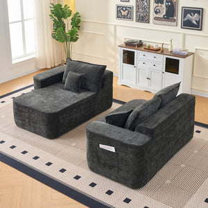 English Elm L Shaped Chenille Sectional with Deep Seats Modular Cloud Sofa for Living Room W3163S00104