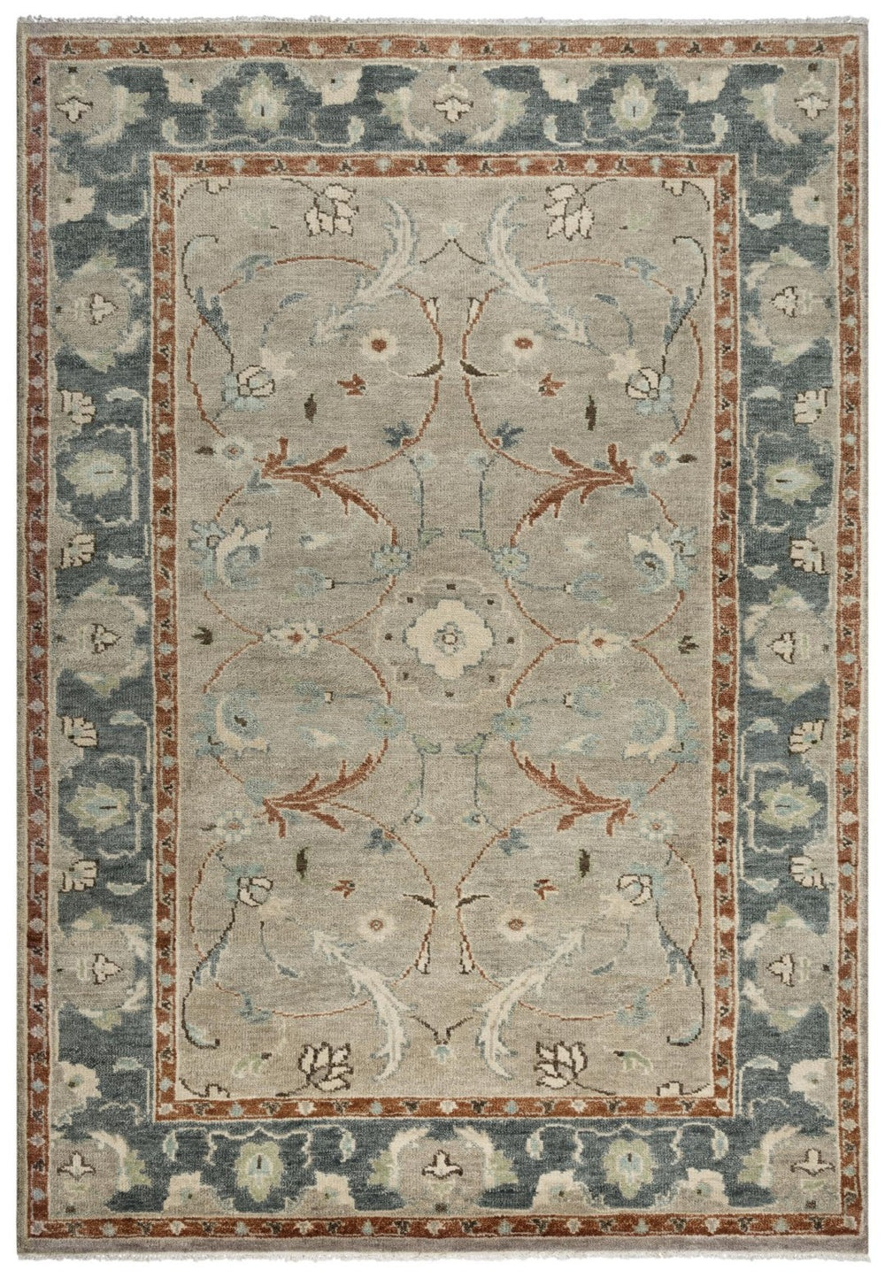 Alora Decor Abby Hand-Spun New Zealand Wool Rug — Hand-Knotted Traditional Floral Design, Plush Low Pile Elegance 9' x 12' 01601610300430912