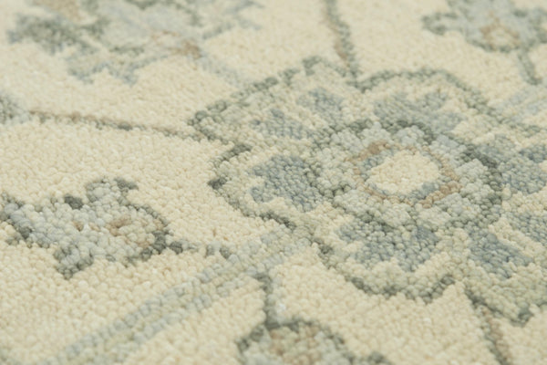 Alora Decor Abby Hand-Knotted New Zealand Wool Rug In Ivory Blue With Fringe — Timeless, Durable Elegance 9' x 12' 01601610637090912