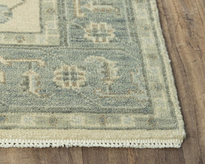 Alora Decor Abby Hand-Knotted New Zealand Wool Rug In Ivory Blue With Fringe — Timeless, Durable Elegance 9' x 12' 01601610637090912