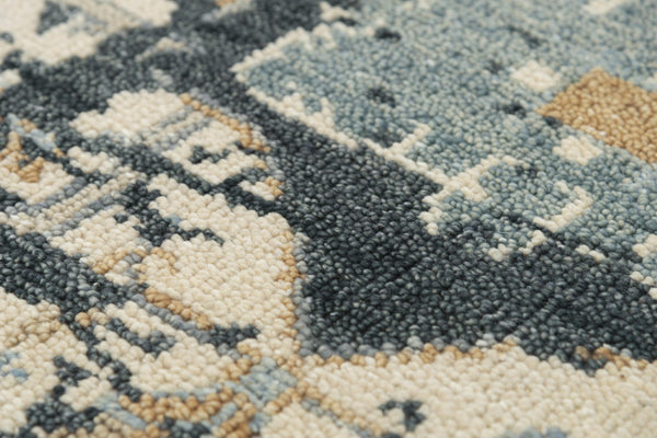 Alora Decor Abby Hand-Knotted 100% Hand-Spun New Zealand Wool Rug In Rich Blues And Neutrals For Heirloom Style 6' x 9' 01601610700090609