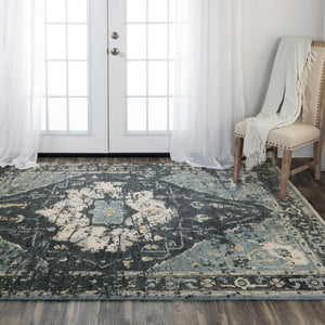 Alora Decor Abby Hand-Knotted 100% Hand-Spun New Zealand Wool Rug In Rich Blues And Neutrals For Heirloom Style 6' x 9' 01601610700090609