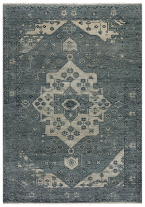 Alora Decor Abby Hand-Knotted Blue And Ivory Medallion Rug — Hand-Spun Wool, Durable Traditional Focal Point 6' x 9' 01601610800090609