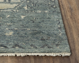 Alora Decor Abby Hand-Knotted Blue And Ivory Medallion Rug — Hand-Spun Wool, Durable Traditional Focal Point 6' x 9' 01601610800090609