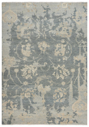 Alora Decor Abby Hand-Knotted New Zealand Wool Rectangle Rug In Blue With Beige Ivory Floral Medallions, Elegant Durable Finish 9' x 12' 016016109DR000912