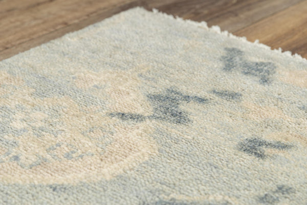 Alora Decor Abby Hand-Knotted New Zealand Wool Rectangle Rug In Blue With Beige Ivory Floral Medallions, Elegant Durable Finish 9' x 12' 016016109DR000912