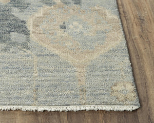 Alora Decor Abby Hand-Knotted New Zealand Wool Rectangle Rug In Blue With Beige Ivory Floral Medallions, Elegant Durable Finish 9' x 12' 016016109DR000912