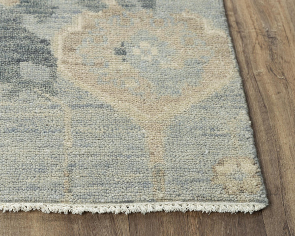 Alora Decor Abby Hand-Knotted New Zealand Wool Rectangle Rug In Blue With Beige Ivory Floral Medallions, Elegant Durable Finish 9' x 12' 016016109DR000912
