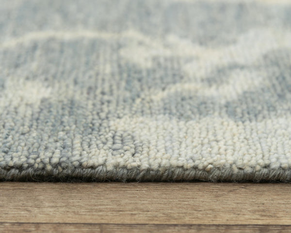 Alora Decor Abby Hand-Knotted New Zealand Wool Rectangle Rug In Blue With Beige Ivory Floral Medallions, Elegant Durable Finish 9' x 12' 016016109DR000912