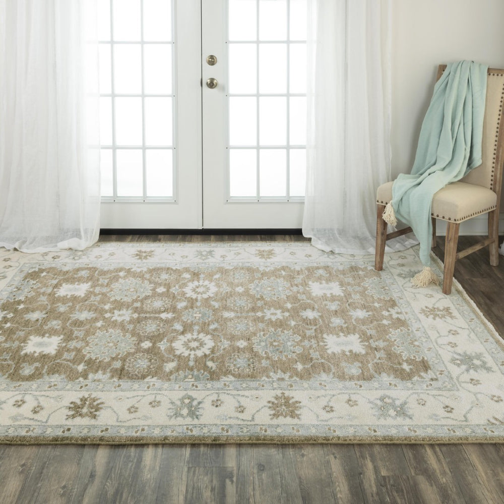 Alora Decor Abby Hand-Knotted 100% Hand-Spun Wool Rug With Timeless Persian Floral Motif In Soft Neutral Tones 10' x 14' 01601611000121014
