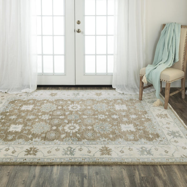 Alora Decor Abby Hand-Knotted 100% Hand-Spun Wool Rug With Timeless Persian Floral Motif In Soft Neutral Tones 10' x 14' 01601611000121014