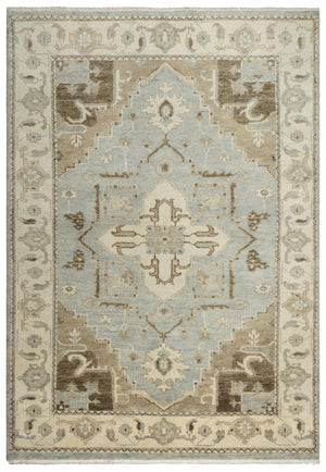Alora Decor Abby Hand-Knotted Hand-Spun Wool Rectangle Rug With Floral Medallion, Fringe, Timeless Gray Elegance 6' x 9' 01601611100330609